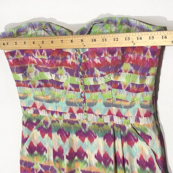 Charlie Jade Womens Size M Multicolored Strapless Pockets Silk Mini Dress - Picture 3 of 7